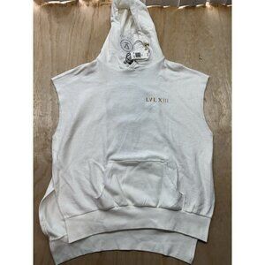 LVL XIII Mens Sleeveless Hoodie XXL White Distressed Raw Style New MSRP $225